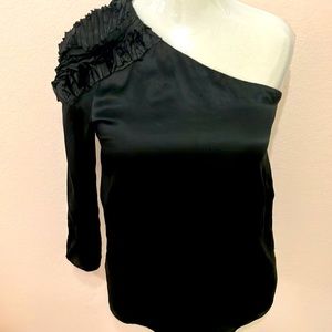Tibi Black One-Shoulder Top